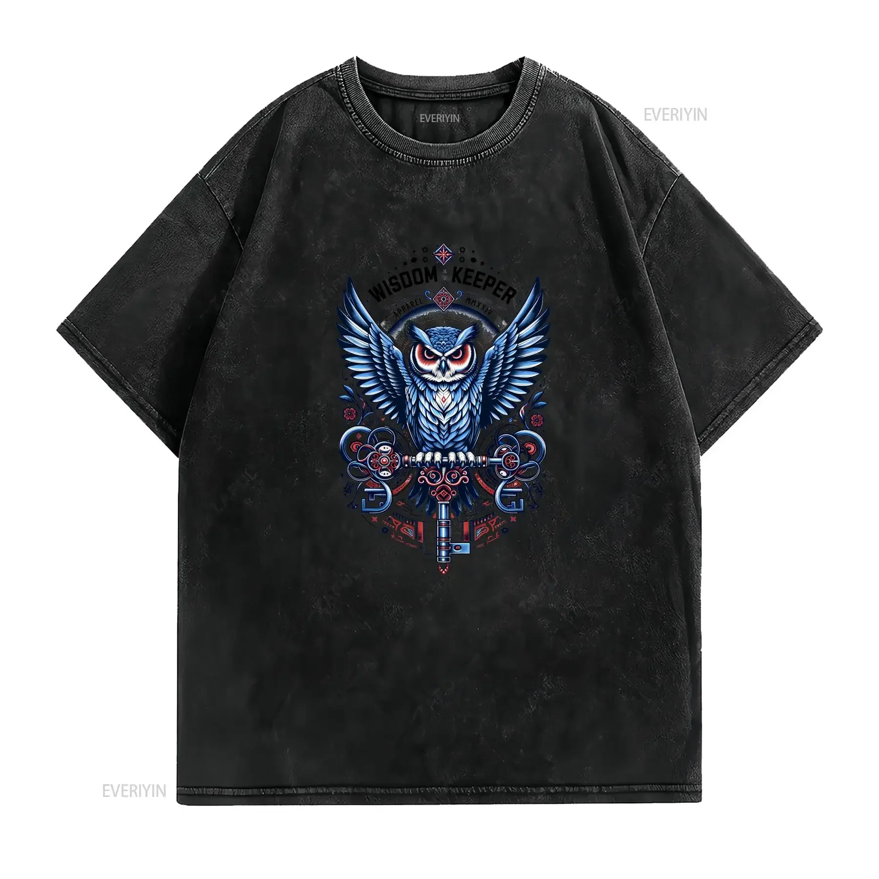 Wisdom Keeper Owl T Shirt Spirit Animal Witchy Wiccan Apparel for Shamans Unique Pagan Clothing vintage Washed Slightly Unisex