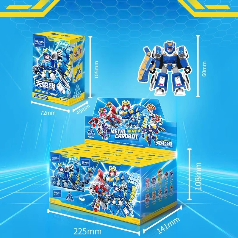 SEMBO METAL CARDBOT اللبنات الأزرق شرطي تجميعها نموذج الحلي الرسوم المتحركة الطرفية لعب الأطفال هدية عيد ميلاد