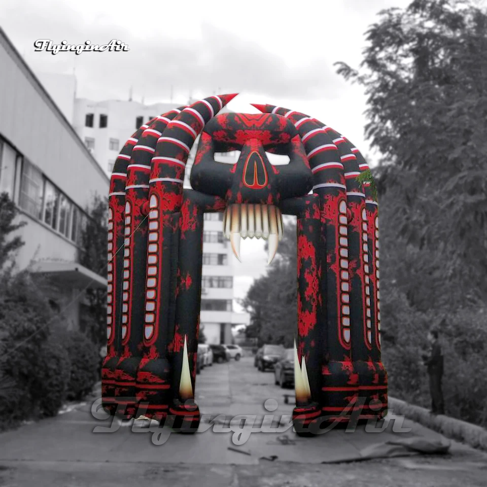 

Large Bloody Inflatable Devil Skull Arch Outdoor Halloween Entrance Gate 6m/8m Red Air Blow Up Demon Head Door For Event