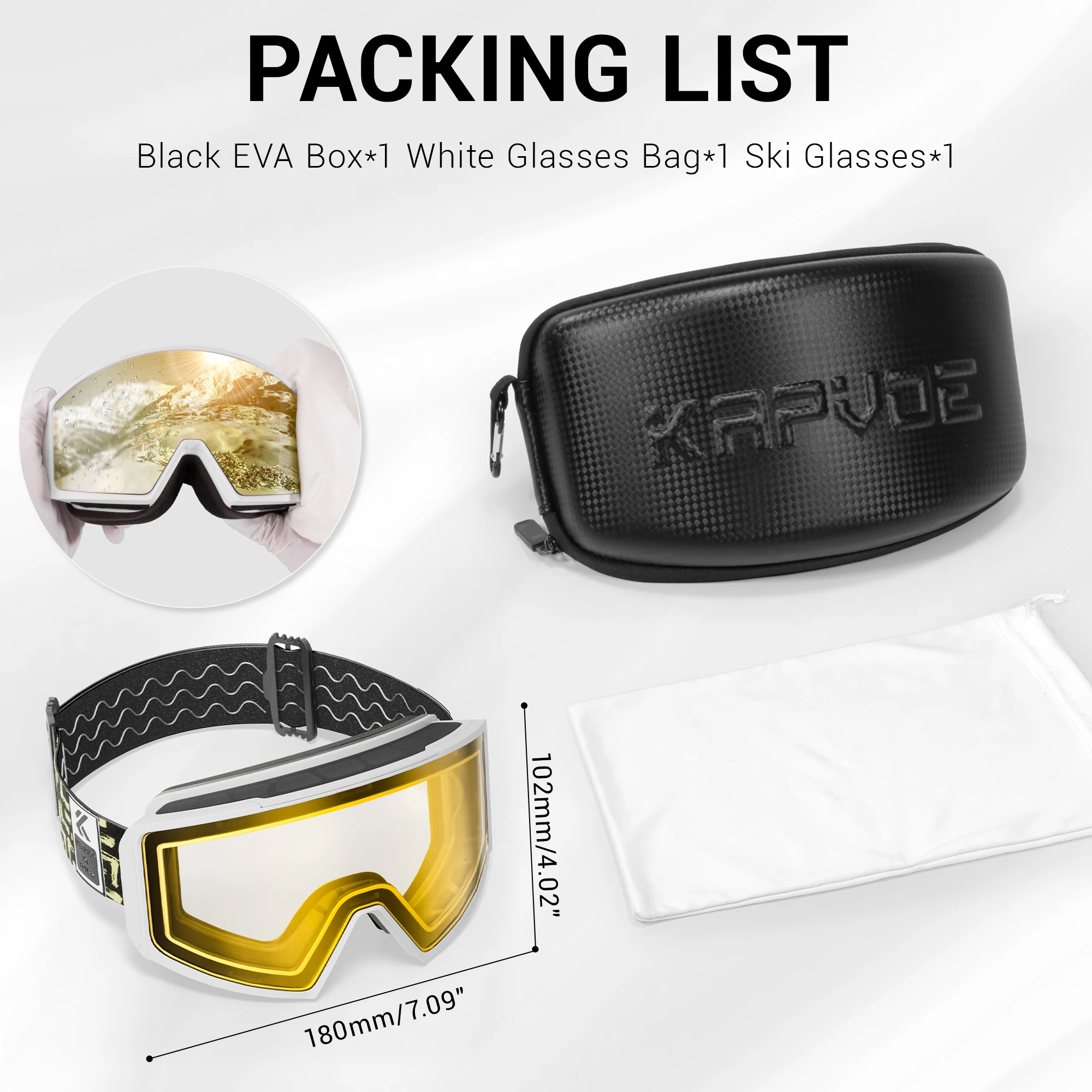 

Kapvoe Ski Goggles Snowboarding Snow Skiing Mask for Men Women Anti-Fog Lens Kit UV400 Protection Snowmobile Glasses Motorcycle