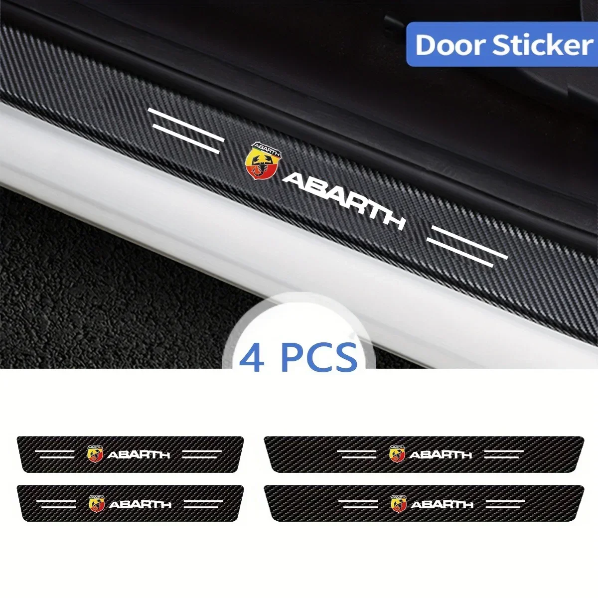 

For Abarth UNO Astra Panda Linea Freemont Strada Doblo Car Door Sill Threshold Sticker Carbon Fiber Leather Bumper Guard Decals