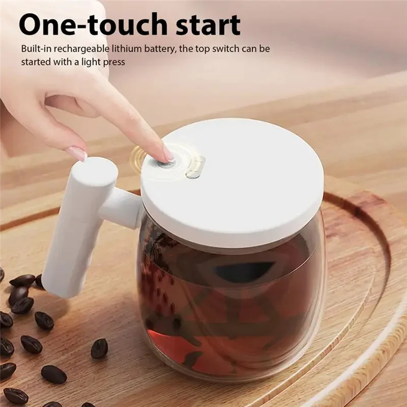 

RM-2Pcs 400ML Self Stirring Mug Electric Stirring Coffee Cup Glass Inner Tank Mug Automatic Electric Protein Powder Durable