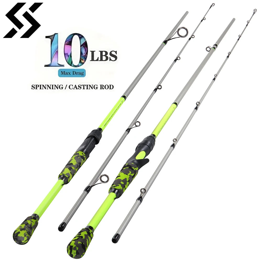 Sougayilang 2 Sections Fishing Rod M/MH Durable Carbon Rod Casting Spinning EVA Handle for Travel Bass Carp Freshwater Fishing