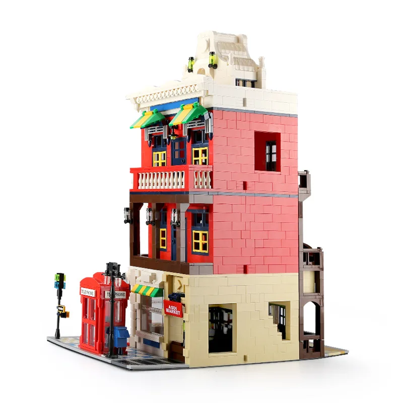 MOC-décennie s de construction City Street View Corner pour garçons, briques d'assemblage, jouets en stock, coffret cadeau de Noël, 6311