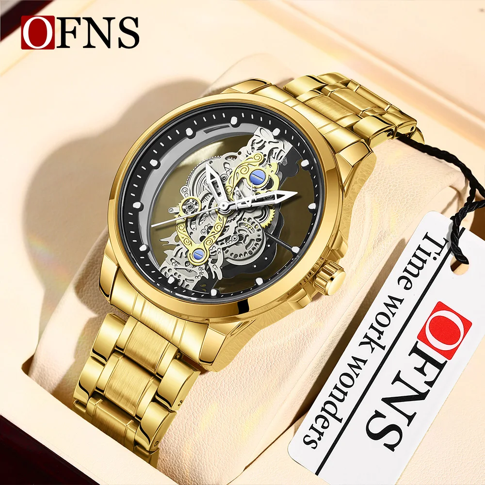 OFNS Brand 7109 New Fashionable Men's Business Quartz Watch With Luminous Waterproof Hollow Dial For Men's Quartz Watch