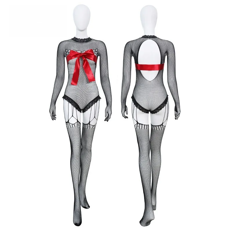 

Новинка: Сетчатый кружевной прозрачный сексуальный черный боди с бантом для женщин, эротический сетчатый комбинезон для ночных клубов, сексуальный костюм-комбинезон