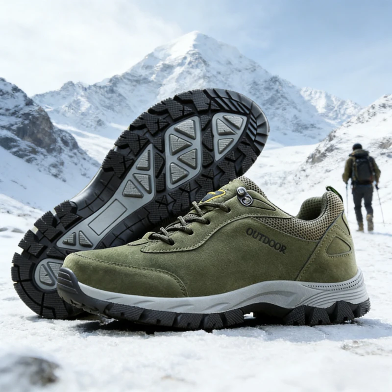 

Mens Suede Hiking Shoes Non-Slip Wear-Resistant Outdoor Trekking Sneakers Breathable Walking Shoes for Mountain Climbing Camping