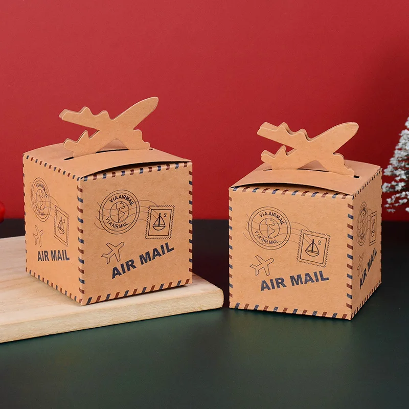 10pcs Mini Suitcase Candy Box Travel Map Classic Theme Gift Box For Wedding Birthday Favor Present Boxes Packing