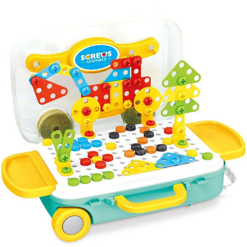 

Children's puzzle DIY toys, electric drill tools, building blocks, puzzle pieces creative platters disassembly and assembly toys