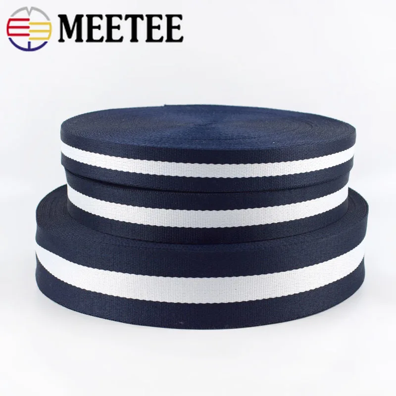 Meetee 5Meters 20-50mm Polyester Stripes Webbing for Bags Belt Strap Ribbon Tape DIY Garment Home Decor Band Sewing Accessories