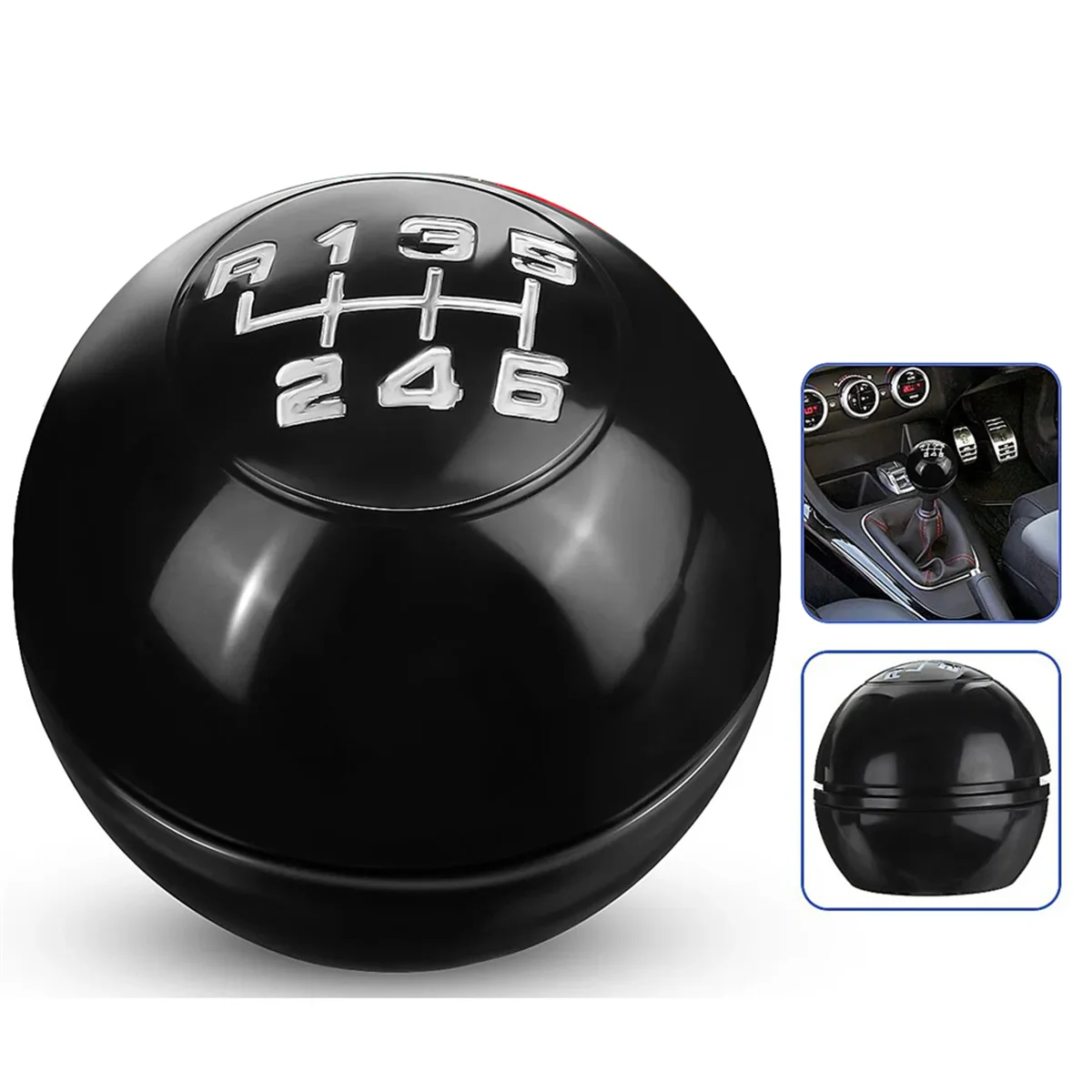 6 Speed Car Manual Gear Shift Knob Bright Lever Shifter Stick Hand Ball for Alfa Romeo Giulietta 2010-2024 Black