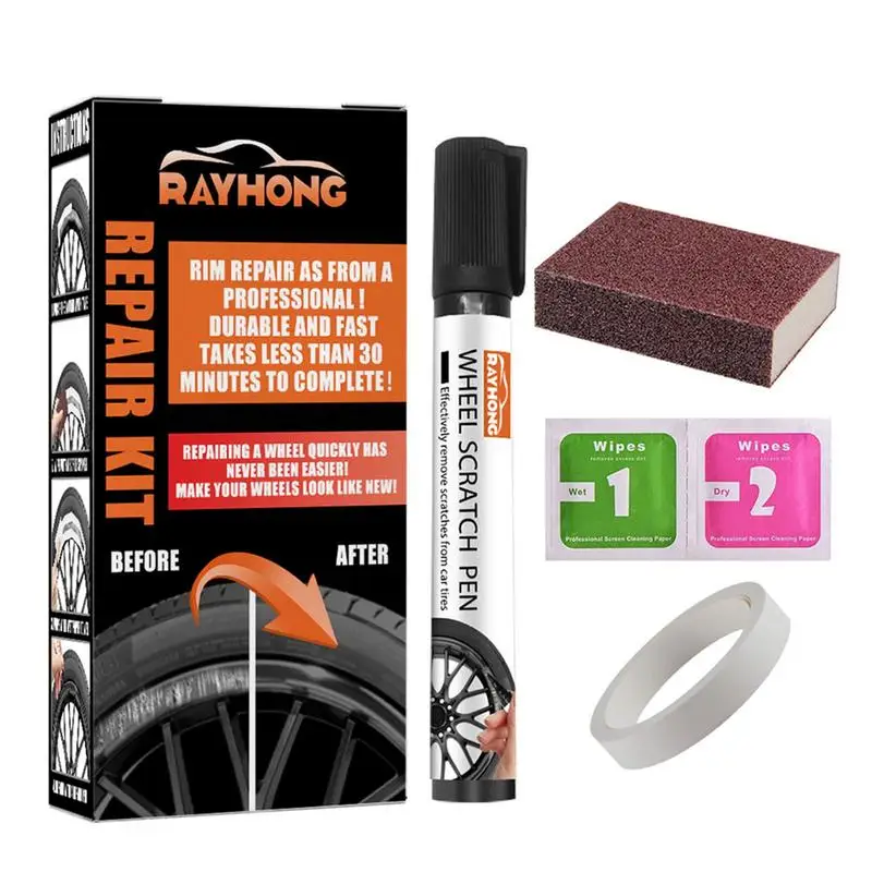 Car Wheel Rim Scratch Repair Kit Universal Markers & Fillers Rims Quick And Easy To Use Auto Paint Accessories Rim Repair Kit