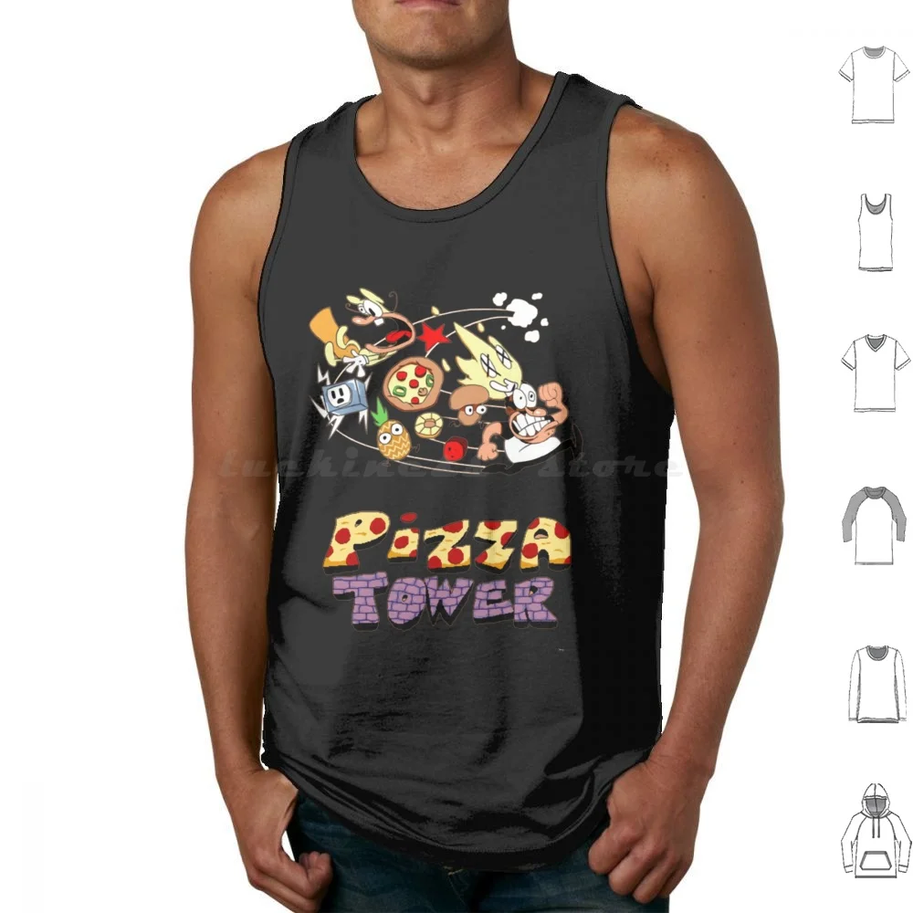 Pizza Tower Peppino Trans Tank Tops Print Cotton Pizza The Noise Pizza Tower Pizza Tower Game Doodle Food Tower Peppino