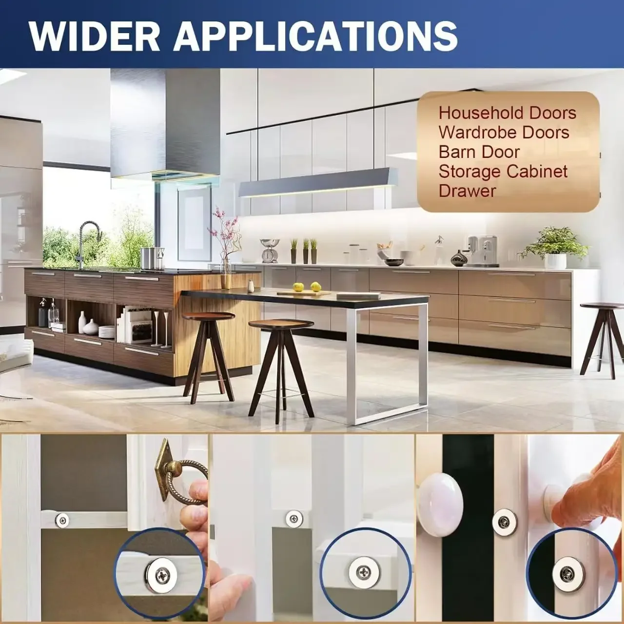 Magnetic Door Catch Latch Invisible Strong Round Metal Magnetic Wardrobe Hidden Closing Door Catch Closer for Furniture Hardware