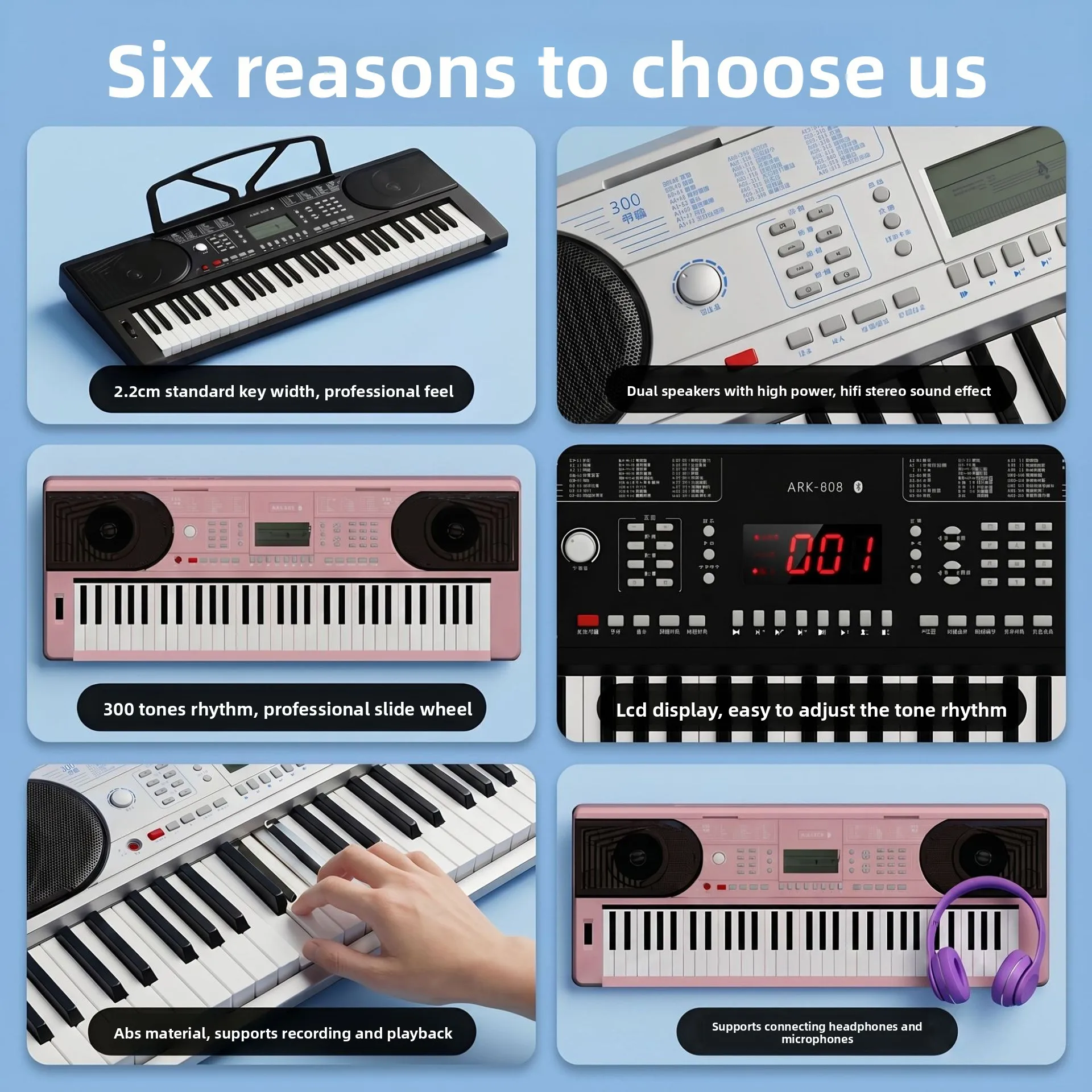 Factory Supply Piano Beginner Adult Professional Grading Test Portable Smart Home 61 Keys Electronic Keyboard