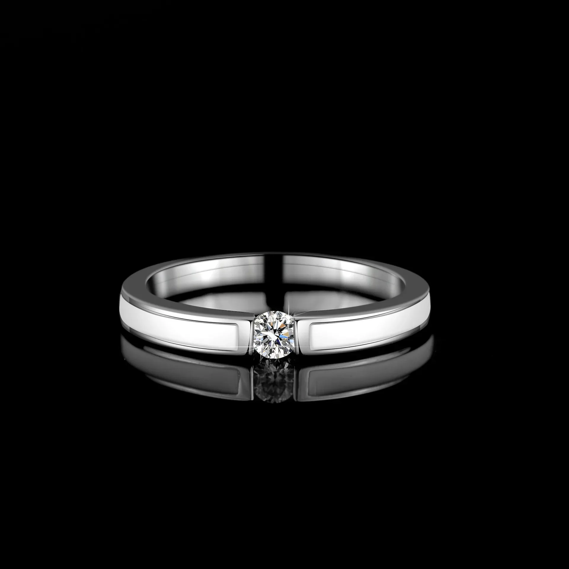 

18K gold moissanite ring for women, simple and elegant PT950 platinum 0.1carat ring row ring, lacquered glue inlaid