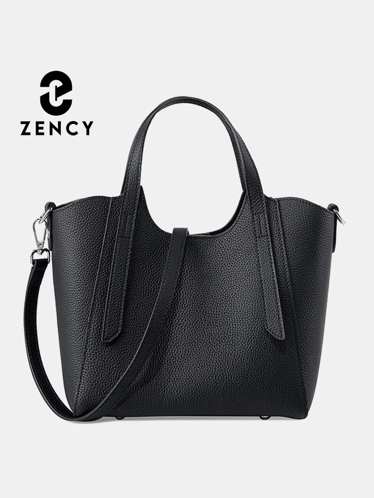 

Zency Retro Women Shoulder Bag Large Capacity Bucket Bag Genuine Leather Crossbody Purse Composite Bag Designer luxury Bolsa