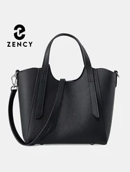 Zency Retro Women Shoulder Bag Large Capacity Bucket Bag Genuine Leather Crossbody Purse Composite Bag Designer luxury Bolsa