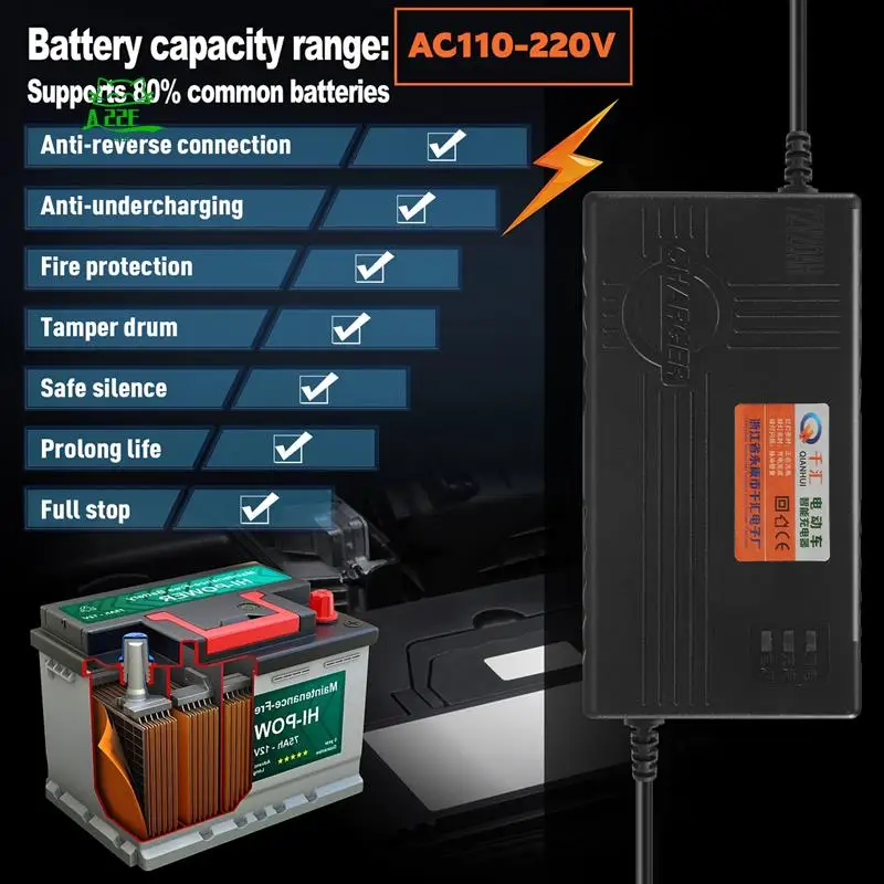 

A22E-72V 20AH Motorcycle Battery Charger 6 LED Display For Scooter Wheel Lead Acid Battery Electric Bicycle Accessories US Plug