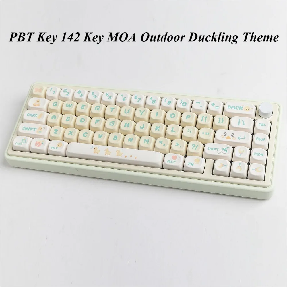 PBT Keycaps 142 keys MOA outing duckling theme, personalized keycaps for Cherry MX 104/87/61 mechanical keyboard