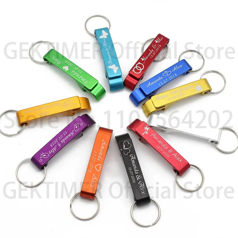 100* Personalized Engraved Bottle Openers Key Chain Wedding Favors Brewery, Hotel, Restaurant Logo Christmas Private Customized