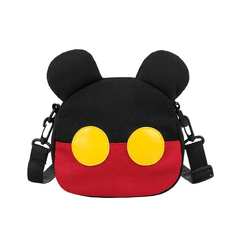 MINISO Disney 2023 New Cute Canvas Cartoon Mickey Minnie Small Bag Shoulder Messenger Bag Girls Coin Purse Hand Bags for Women