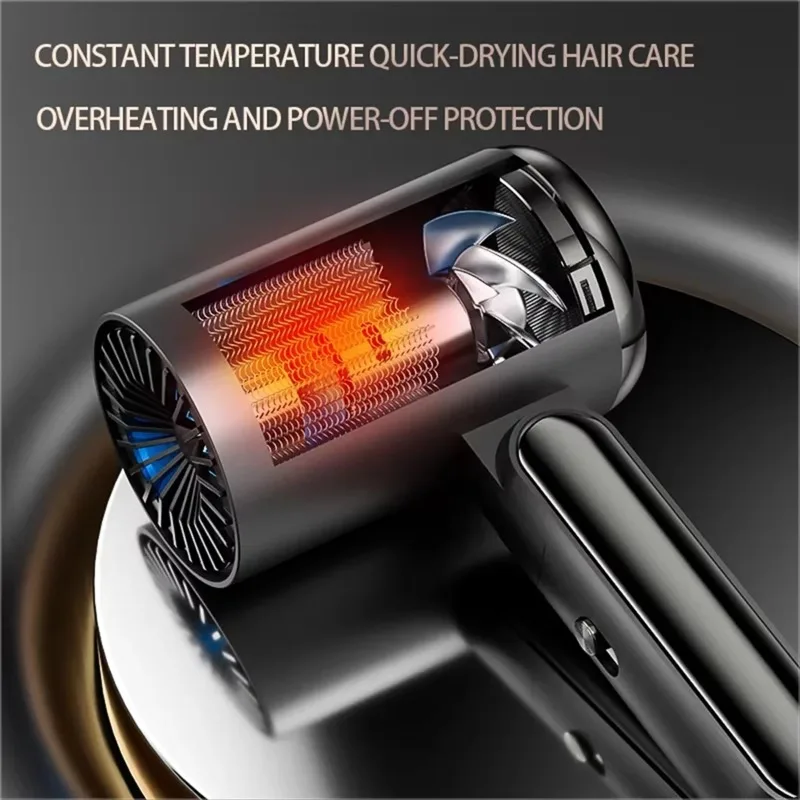 Portable Hair Dryer Quick Dry Foldable 1800W High Power Negative Ion Hair Dryer for Home Travel Hair Care EU Plug White