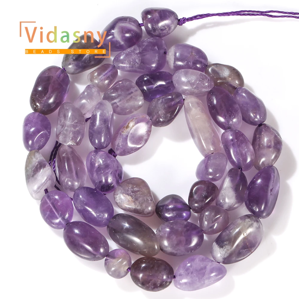 8-10mm Naturstein Amethyst Unregelmäßige Ovale Lose Perlen für Schmuckherstellung Handgefertigte DIY Armbänder Zubehör – Detail 8