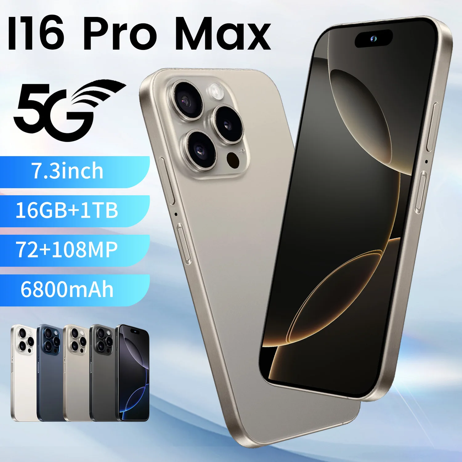 

2025 NEW i16 Pro Max Ultra HOT original intelligent 5G dual card dual standby Android 14 system global version 6800mAh battery