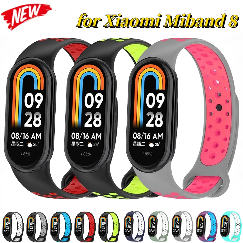 Silicone Strap for Xiaomi Mi Band 8 9 Sport Smart Watch Accessory Two-tone Bracelet Wristband Mi Band 8 Belt Correa Replacement