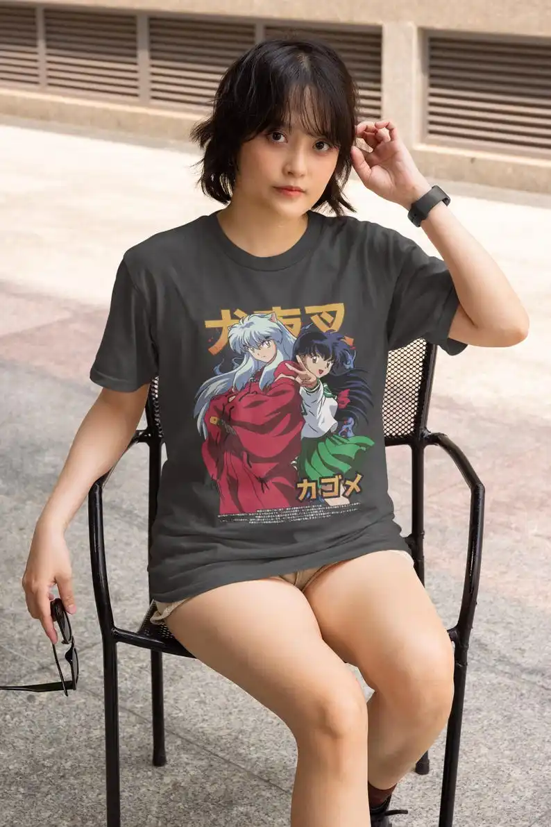 Feudal Love Story Unisex T-shirt - Japanese Anime Design, 90s Manga Style, ic Fantasy Romance, Classic Japan Adventure, Edo