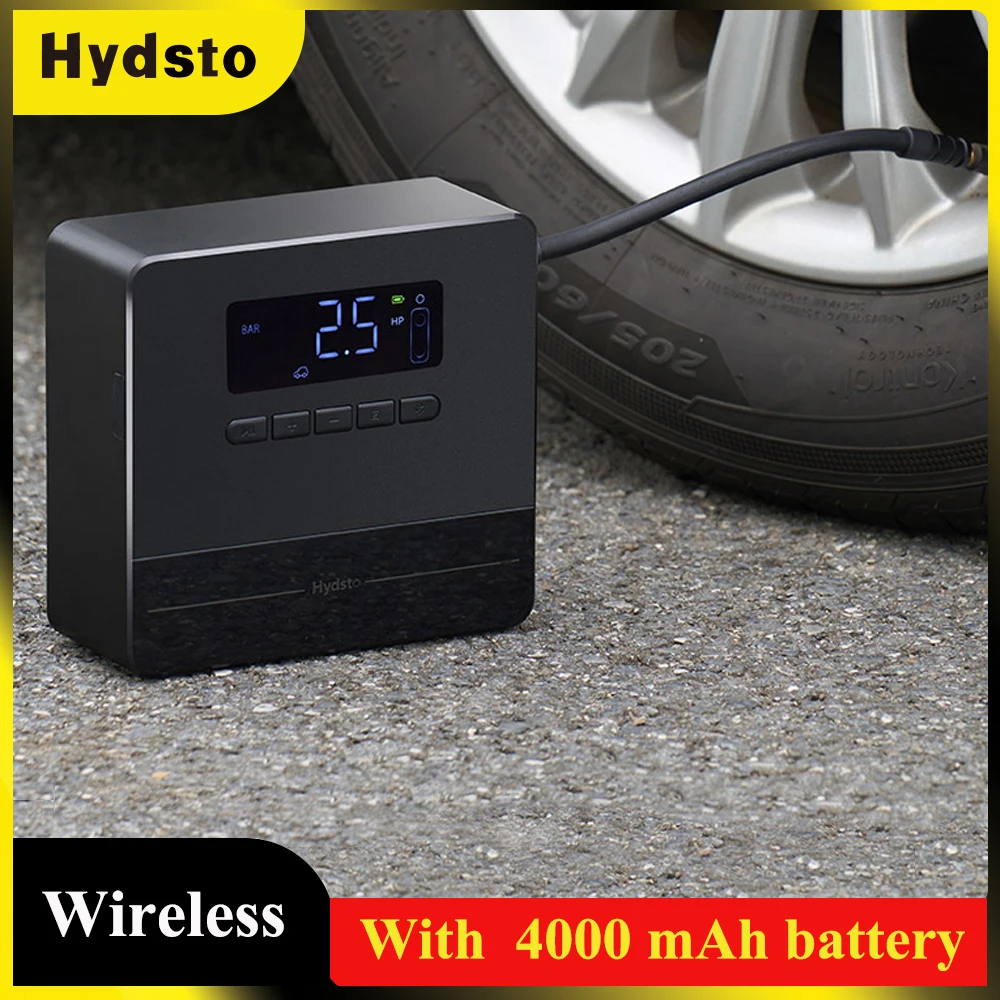 Hydsto electric car air pump tyre compressor portable wireless inflator with 4000mAh battery inflate for car bicycle balls