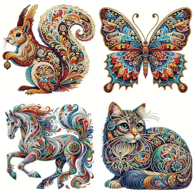 

PhotoCustom Special Shaped 5d Diamond Painting Kit Animal Themed Diy Craft Set For Home Wall Decor