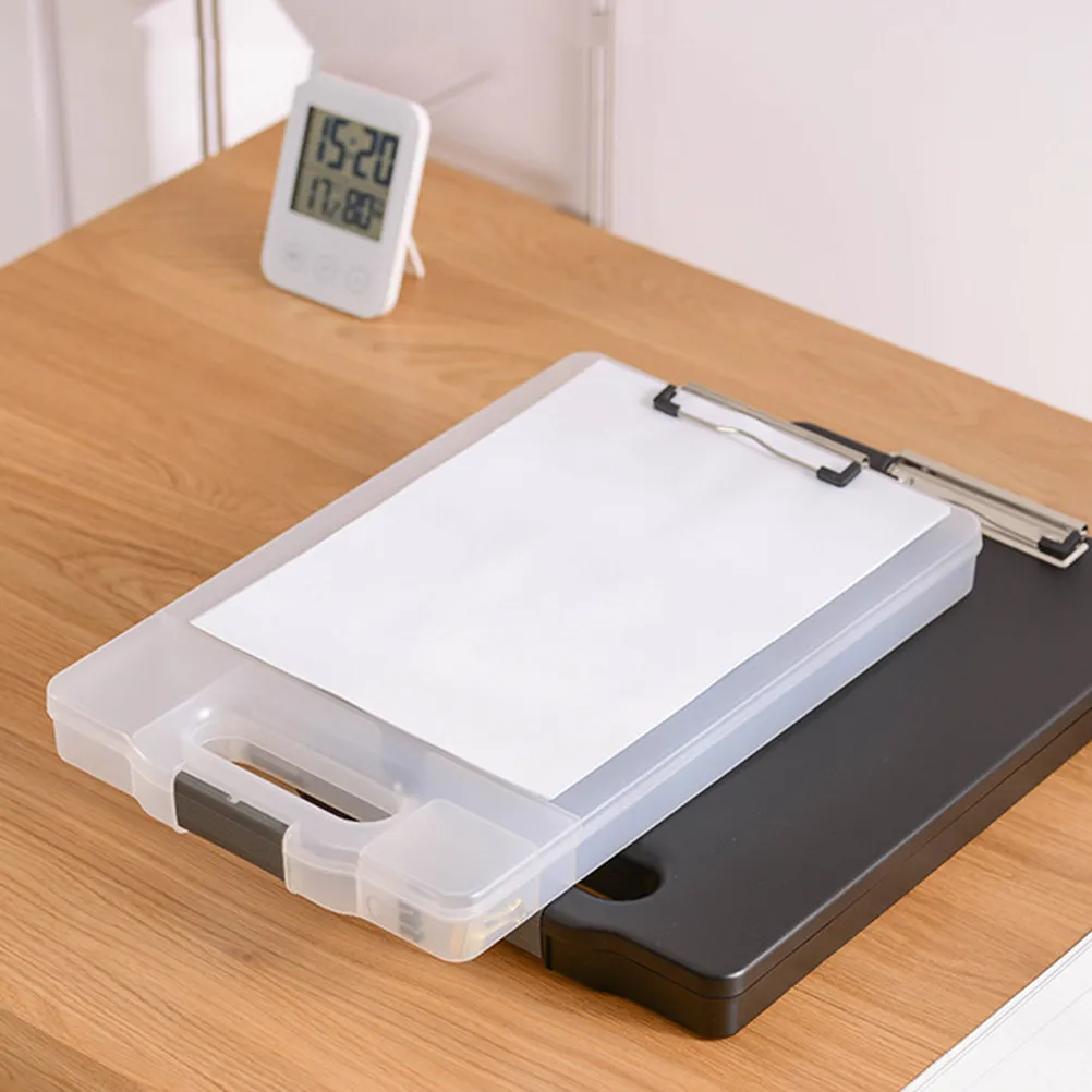 

Portable Writing Pad File Folder Large Capacity Lightweight Pp Plastic Clipboard Storage Box For A4 Paper Pen Slot Wall Hanging