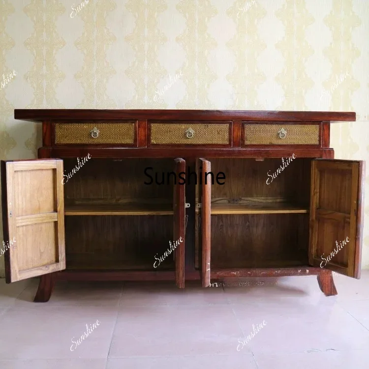

Modern new Chinese solid wood shoe cabinet simple entrance cabinet