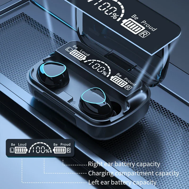 M10 Bluetooth Earphones Handfree LED Dispay Headphones Bluetooth HiFi Stereo Music Wireless Earbuds Waterproof Gaming Headset