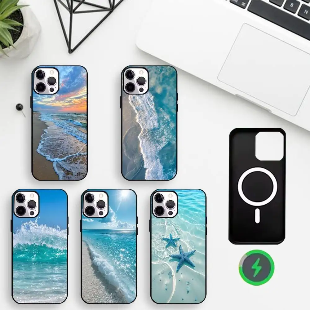 

Seaside Scenery Wave Beach Phone Case For iPhone17,16,15,14,13,12,11 Plus,For Magnetic Wireless Charge Cover