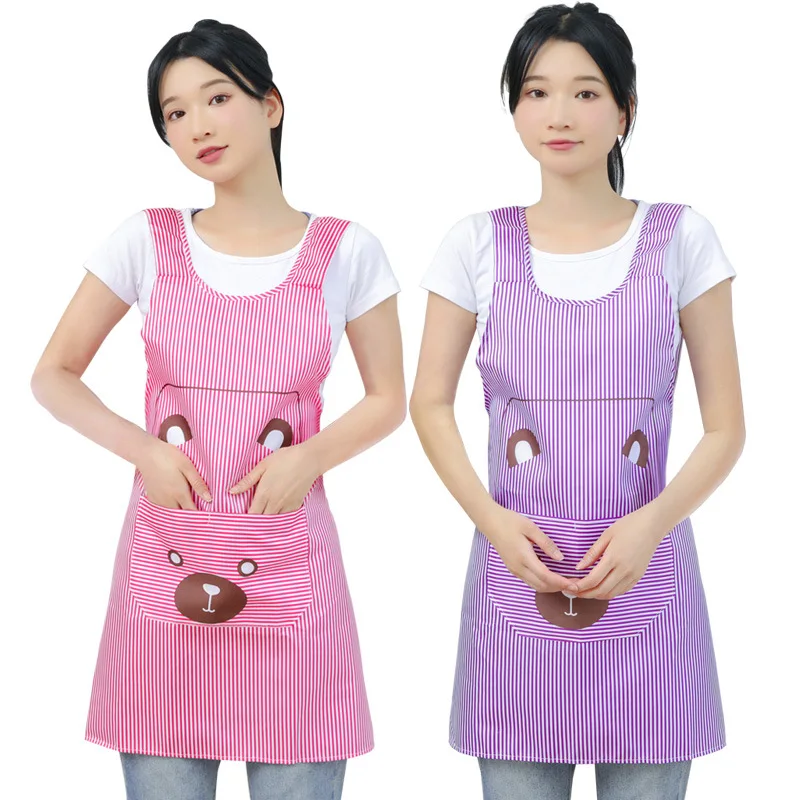Women's Stylish Breathable Summer Kitchen Cooking Apron with Waist Strap Casual Home Workwear