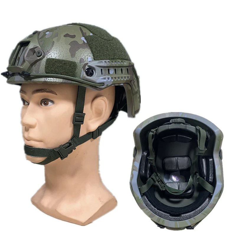 Kevlar fast ballistic helmet, PE MC ballistic camouflage, NIJ IIIA, Wendy class suspension lining, bulletproof