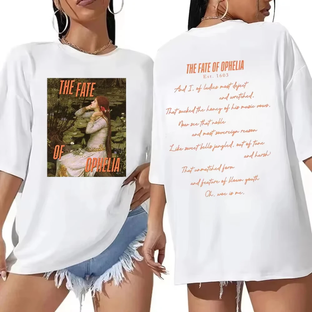 مصير أوفيليا Est 1603 2 الجانبين طباعة قصيرة الأكمام تي شيرت أوفيليا كلمات الموسيقى مستوحاة المحملة فتاة الإستعراض عشاق الشارع الشهير