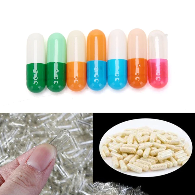 1000Pcs Empty Hard Vacant Gelatin Capsule Size 2# Gel For Medicine Pills Refill