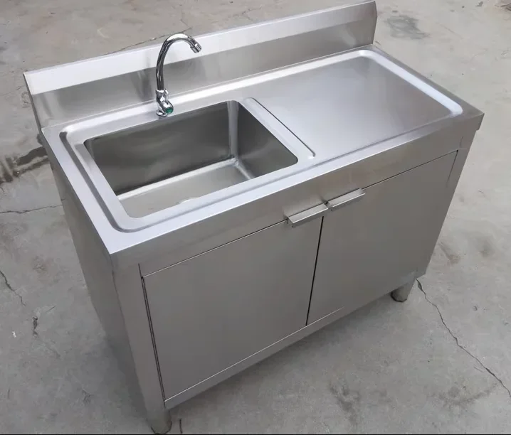 304 stainless steel sink cabinet wash basin single eye balcony 50cm sink integrated cabinet countertop dish sink vegetable basin