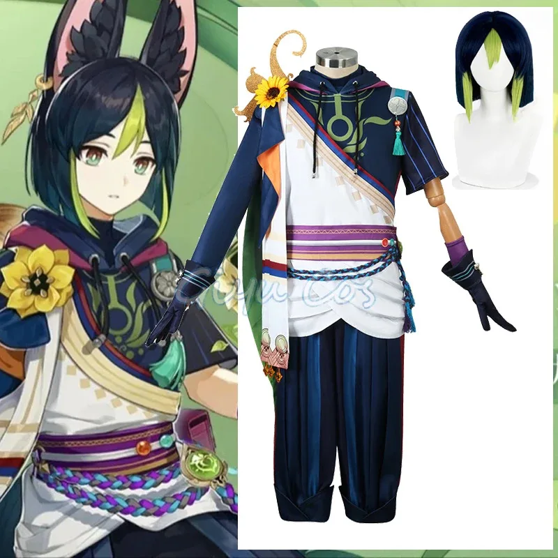 

Genshin Impact Tighnari Cosplay Costume Uniform Wig Anime Halloween Costumes Women Game