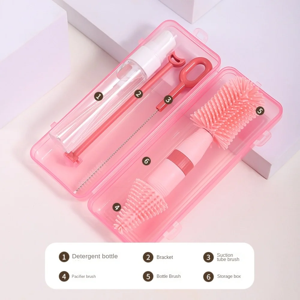 

Набор щеток для чистки бутылочек из АБС-пластика, щетка для бутылочек TPR, набор щеток для детских сосков, сливной кронштейн, стойка для хранения, соска, скруббер для соломы