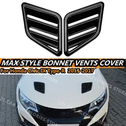 2X Engine Hood Vent For Honda Civic IX SI Type-R 2015-2017 Louvers Air Scoop Bonnet Vent Cover Air Intake Cover Glossy Black