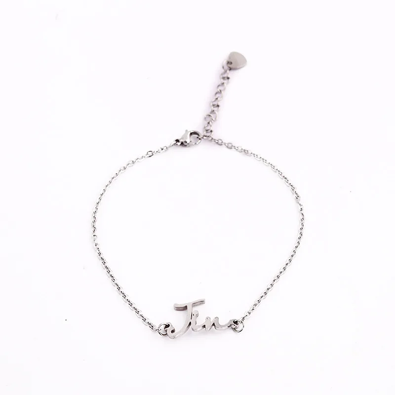 Kpop Member Name Titanium Steel Bracelet Suga Jimin Jin Jungkook V RM Letters Celebrity Jewelry Accessories Gift