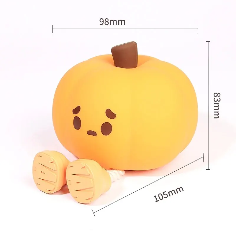 AmmToo LED Night Lights Cute Pumpkin Soft Silicone Lamp USB Rechargeable Timing Bedside Atmosphere Decoration Lights