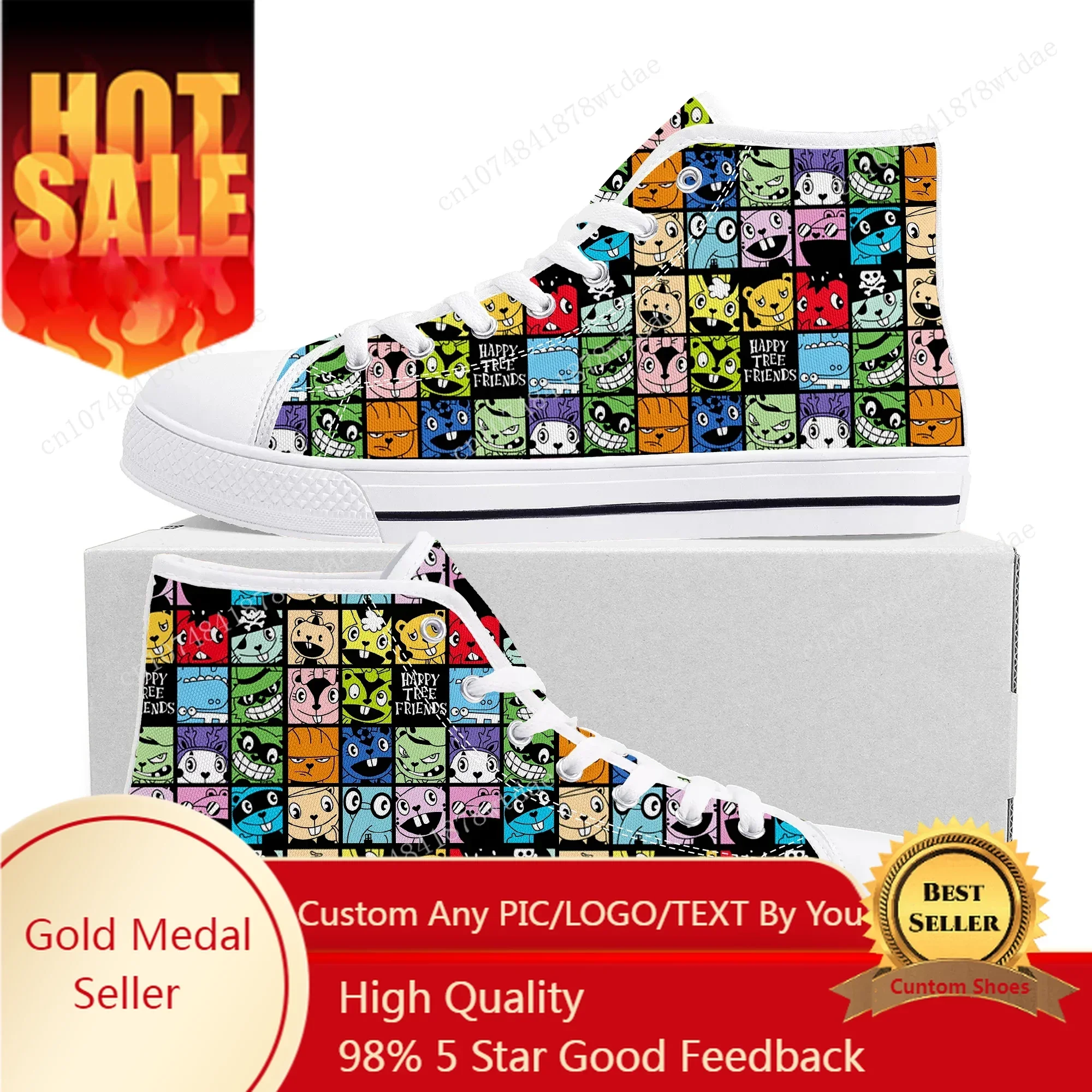 

Happy Tree Friends High Top Sneakers Men Women Teenager Cuddles High Quality Canvas Sneaker Comics Manga Couple Customized Shoes