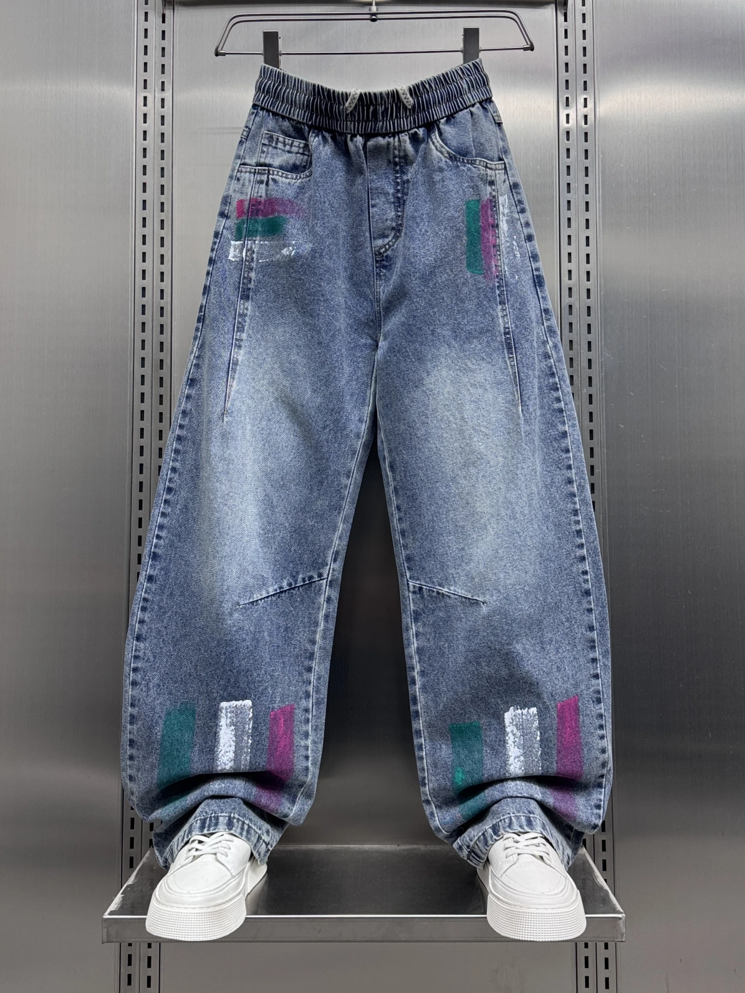 

Spring 2025 Loose Straight Leg Jeans fiti High Street Sle Floor-Length Trousers Youth Faion Wear Resistant Durable