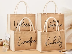 Borsa Tote personalizzata, borsa di tela da imballaggio borsa da spiaggia per damigella d'onore proposta regalo Tote personalizzata matrimonio nome personalizzato Tote borse di iuta